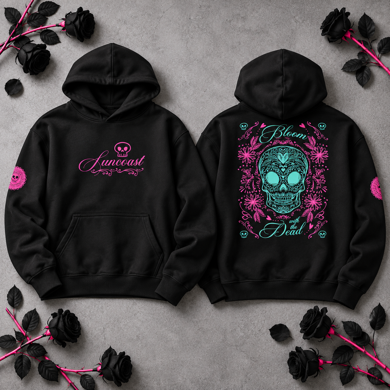 Sun Coast After Hours Oversized Hoodie — Black / Hot Pink