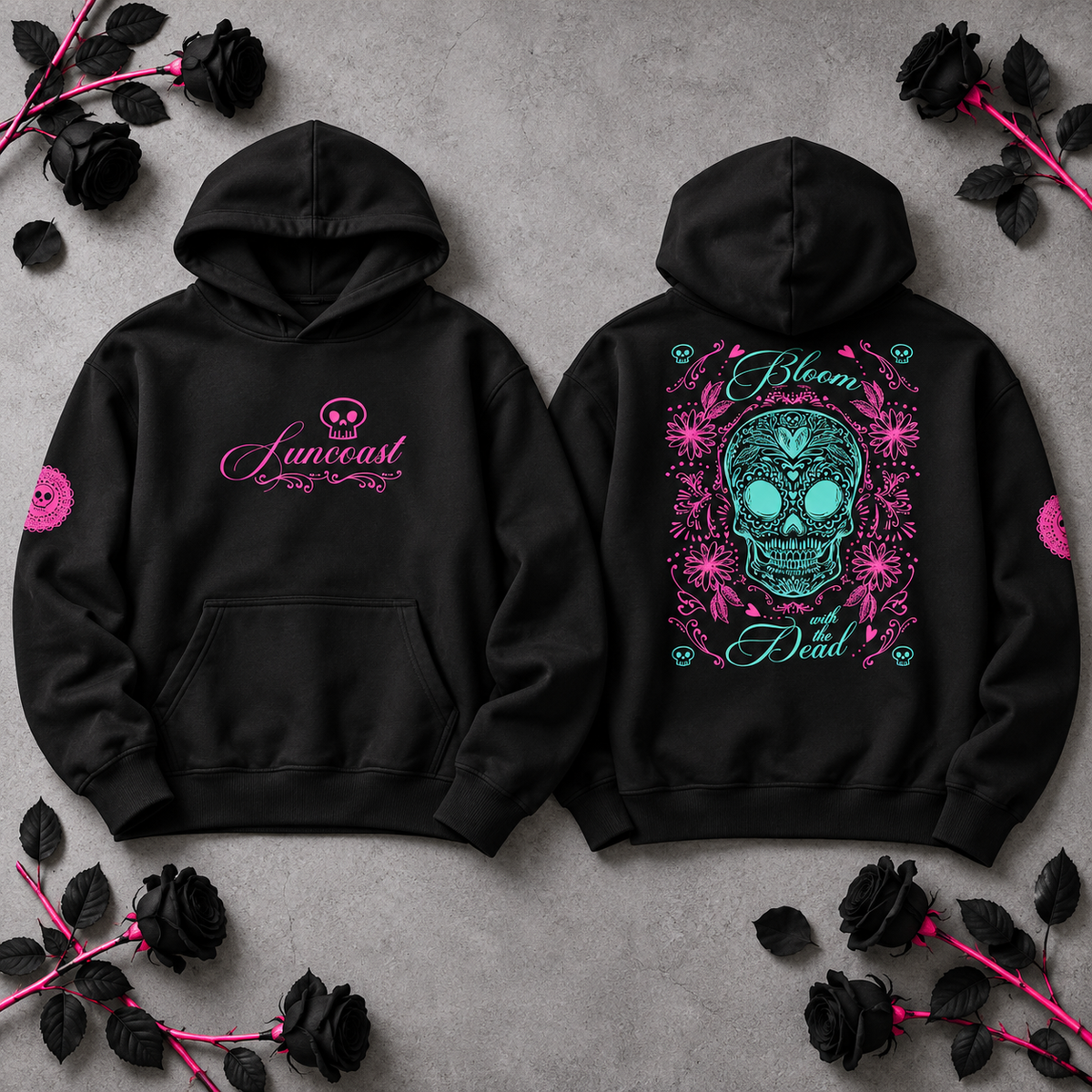 Sun Coast After Hours Oversized Hoodie — Black / Hot Pink