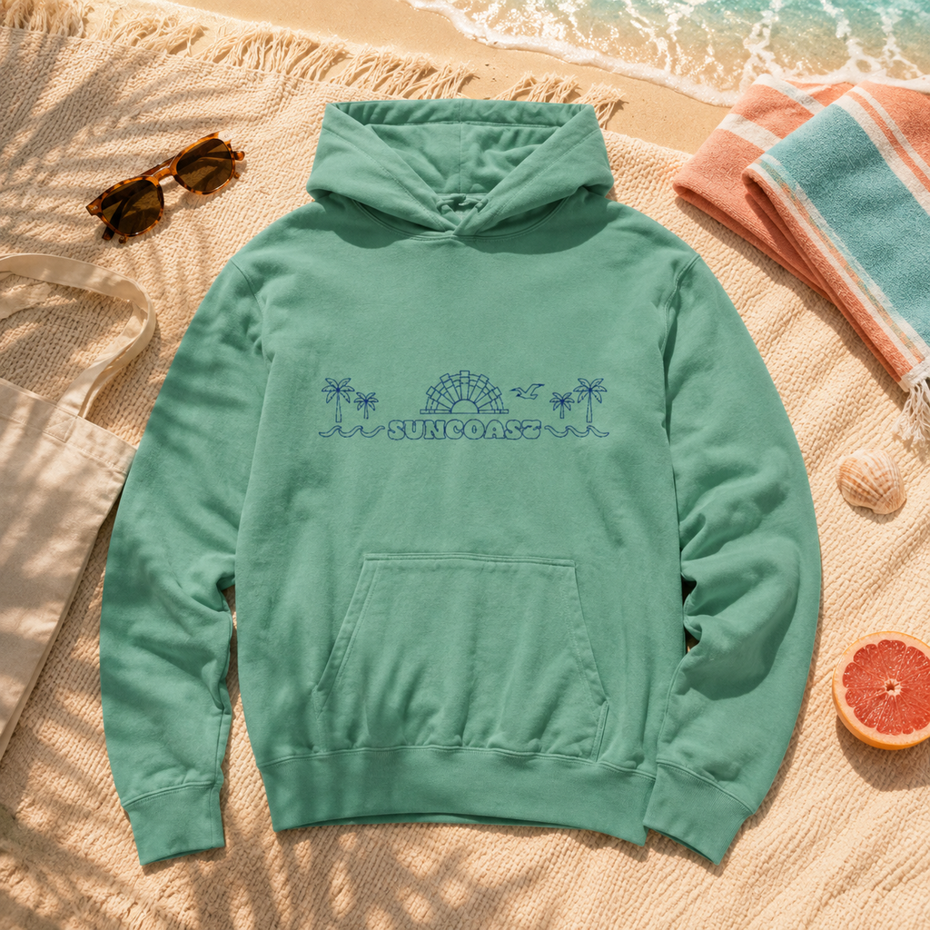 Coastal Horizon Garment-Dyed Hoodie – Washed Slate