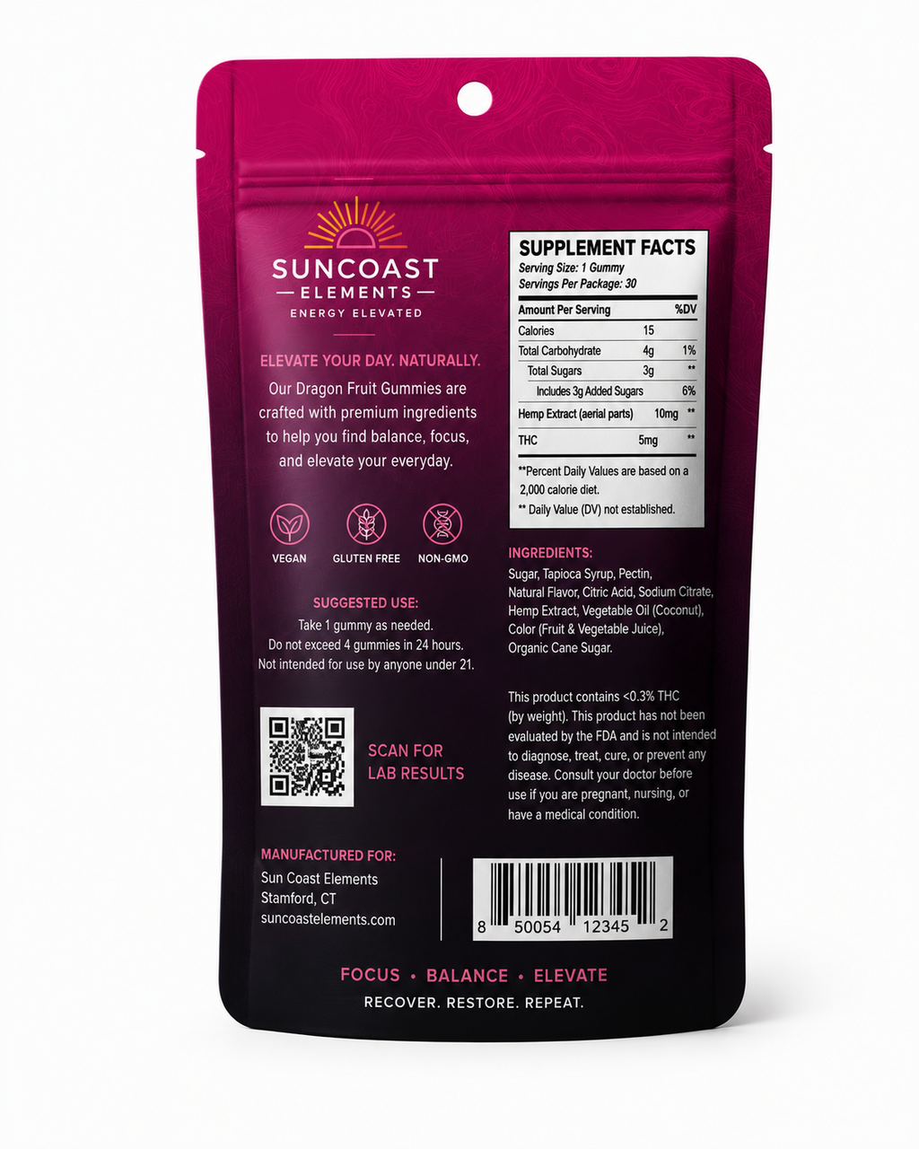 ELEVATE Dragon Fruit THC Gummies – 30 Count