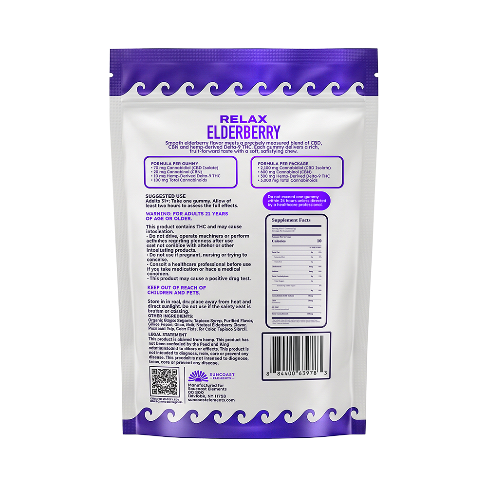 RELAX Elderberry THC Gummies – 30 Count